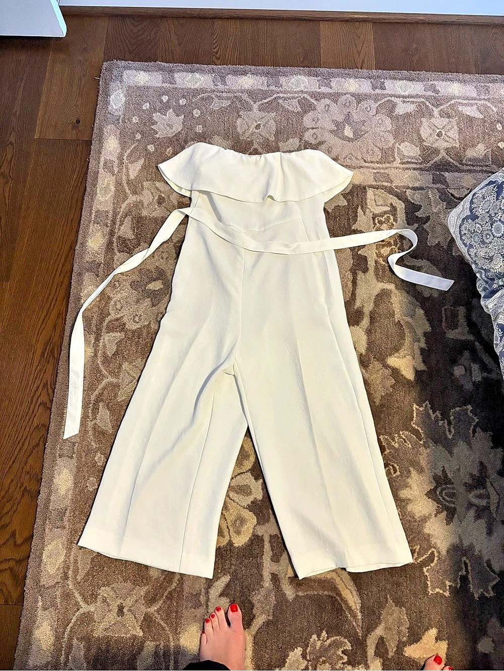 Babaton Flutter Jumpsuit Wide Leg White Size 4